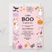 Pink eine kleine Niedliche Ghost Halloween Kinderd Einladung (Vorderseite)