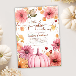 Pink eine kleine Pumpkin Fall Babydusche Einladung
