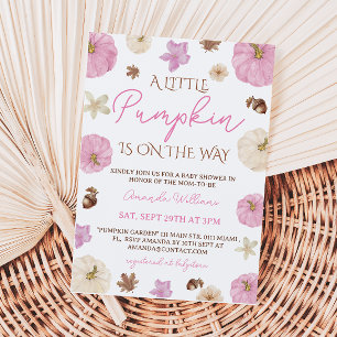 Pink eine kleine Pumpkin Fall Babydusche Einladung
