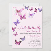 Pink eine kleine Schmetterlingsdusche Einladung (Vorderseite)