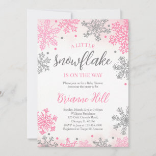 Pink eine kleine Schneeflocke Babydusche Einladung