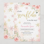 Pink eine kleine Schneeflocke Babydusche Einladung (Vorne/Hinten)