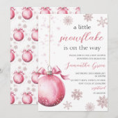 Pink eine kleine Schneeflocke Babydusche Einladung (Vorne/Hinten)