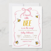 Pink Eine süße kleine Honey Bee Gingham Baby Dusch Einladung (Vorderseite)