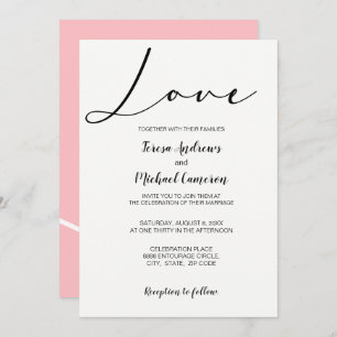 Pink Einfache Liebe Hochzeit der Typografie Einladung