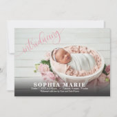 Pink Einführung Baby Foto Geburtshinweise (Vorderseite)