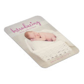 Pink Einführung Script Elegant Baby Girl Neugebore Magnet (Rechte Seite)