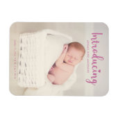 Pink Einführung Script Elegant Baby Girl Neugebore Magnet (Horizontal)