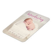 Pink Einführung Script Elegant Baby Girl Neugebore Magnet (Linke Seite)