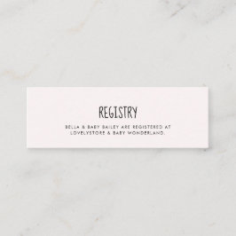 Pink Elefant Baby Dusche Registrierungskarte Mini Visitenkarte