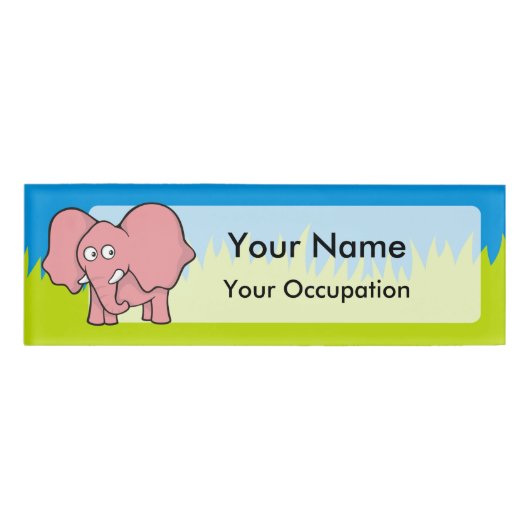 Pink-Elefant-Cartoon Namenschild (Vorderseite)