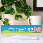 Pink-Elefant-Cartoon Namensplakette