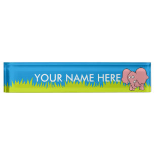 Pink-Elefant-Cartoon Namensplakette