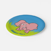 Pink Elefant Cartoon Papierplatte Pappteller (Schrägansicht)