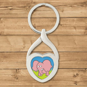 Pink-Elefant-Cartoon Schlüsselanhänger