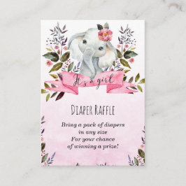 Pink Elefant Girl Diaper Raffel Umschließkarte Begleitkarte