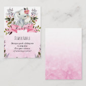 Pink Elefant Girl Diaper Raffel Umschließkarte Begleitkarte (Vorne/Hinten)