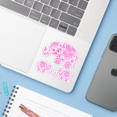 Pink Elefant Vintager Blumenpaisley Aufkleber (Laptop mit iPhone)