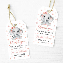 Pink Elefanten Mädchen Dusche danke Anhänger
