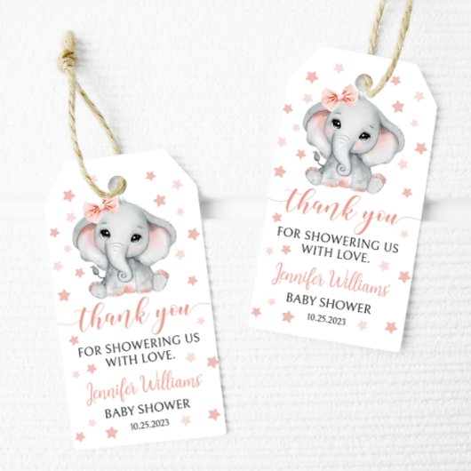 Pink Elefanten Mädchen Dusche danke Anhänger