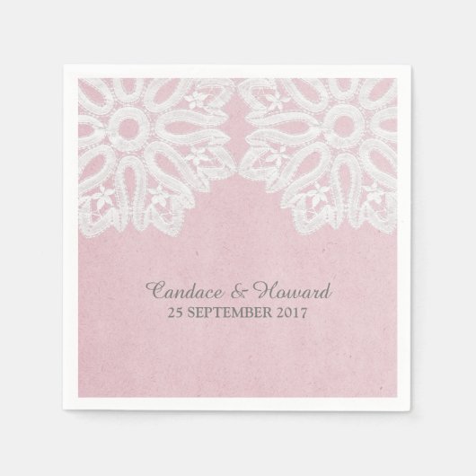 Pink Elegance Lace Paper Napkins Serviette (Vorderseite)
