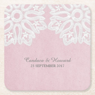 Pink Elegance Lace Paper Untersetzer