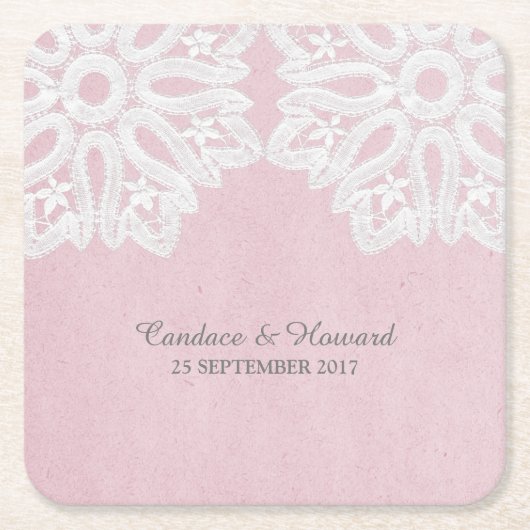 Pink Elegance Lace Paper Untersetzer (Vorderseite)