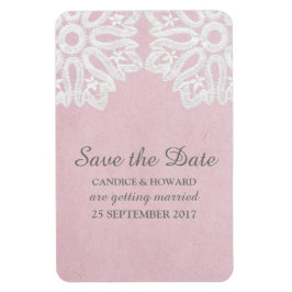Pink Elegance Lace Save the Date Flexi Magnet