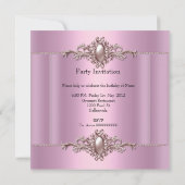 Pink Elegant Birthday Party Pearl Einladung (Rückseite)