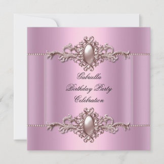 Pink Elegant Birthday Party Pearl Einladung