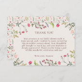 Pink Elegant Blumengrün Brautparty Vielen Dank Begleitkarte (Vorne/Hinten)