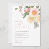 Pink Elegant Blumenspülung Brunch Einladung (Vorderseite)