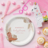 Pink Elegant Boho Cowgirl Boots Pampas Baby Dusche Pappteller (Party)