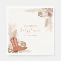 Pink Elegant Boho Cowgirl Boots Pampas Baby Dusche