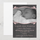 Pink Elegant Chalkboard Baby Ankündigung (Vorne/Hinten)