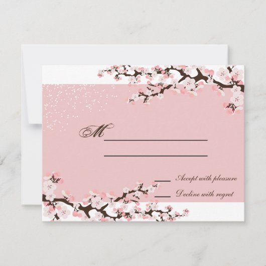 Pink Elegant Cherry Blossom Wedding Response UAWG RSVP Karte (Vorderseite)