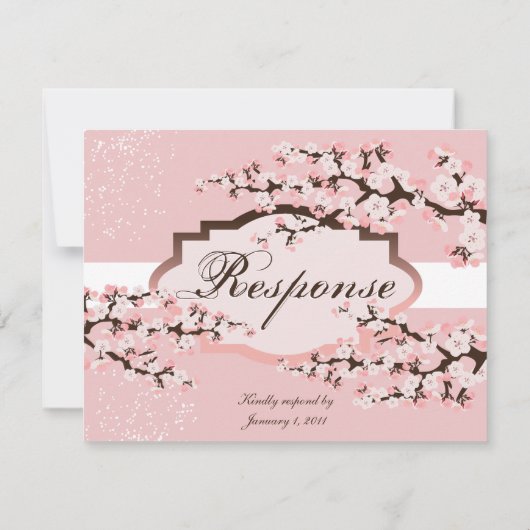 Pink Elegant Cherry Blossom Wedding Response UAWG RSVP Karte (Rückseite)