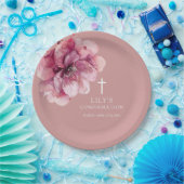 Pink Elegant Chic Watercolor Floral Bestätigung Pappteller (Party)