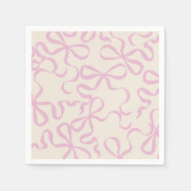 Pink Elegant Coquette Bow Napkin Baby Dusche