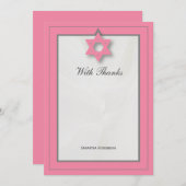 Pink Elegant Fabric Bat Mitzvah Vielen Dank Hinwei Dankeskarte (Vorne/Hinten)