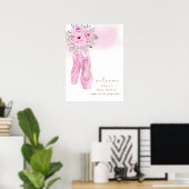 Pink Elegant Floral Ballerina Begrüßungsbabysitter Poster (Heimbüro)