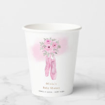 Pink Elegant Floral Ballerina Shoes Baby Shower 