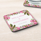 Pink Elegant Floral Hard Plastic Drink Coaster Getränkeuntersetzer (Linke Seite)