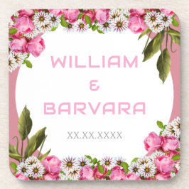 Pink Elegant Floral Hard Plastic Drink Coaster Getränkeuntersetzer