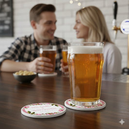 Pink Elegant Floral Stone Drink Coaster Steinuntersetzer