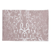 Pink Elegant Geblüht Monogram Pillowcase Kissenbezug (Rückseite)