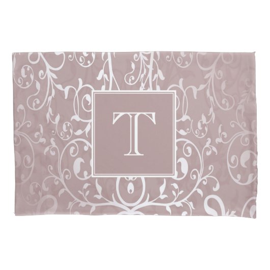 Pink Elegant Geblüht Monogram Pillowcase Kissenbezug (Vorderseite)