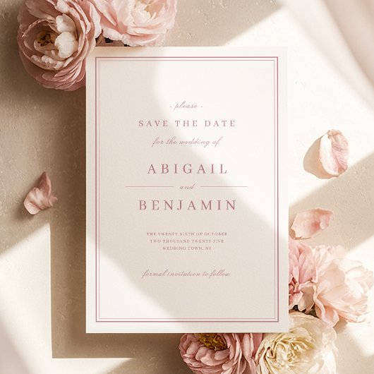 Pink Elegant gold classy minimalist save the date