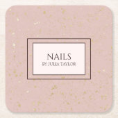 Pink Elegant Gold Glitzer Nagelsalon Manikurist Rechteckiger Pappuntersetzer (Vorderseite)