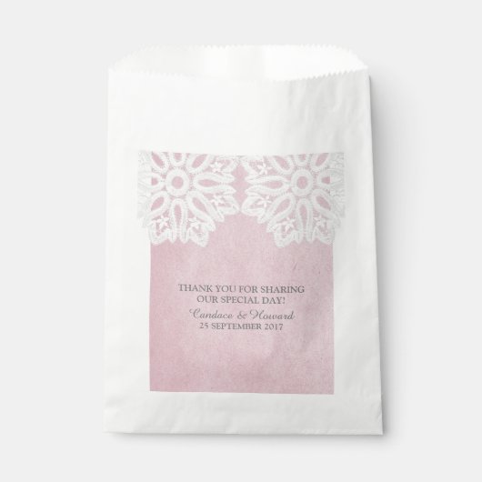 Pink Elegant Lace Fevor Bags Geschenktütchen (Vorderseite)